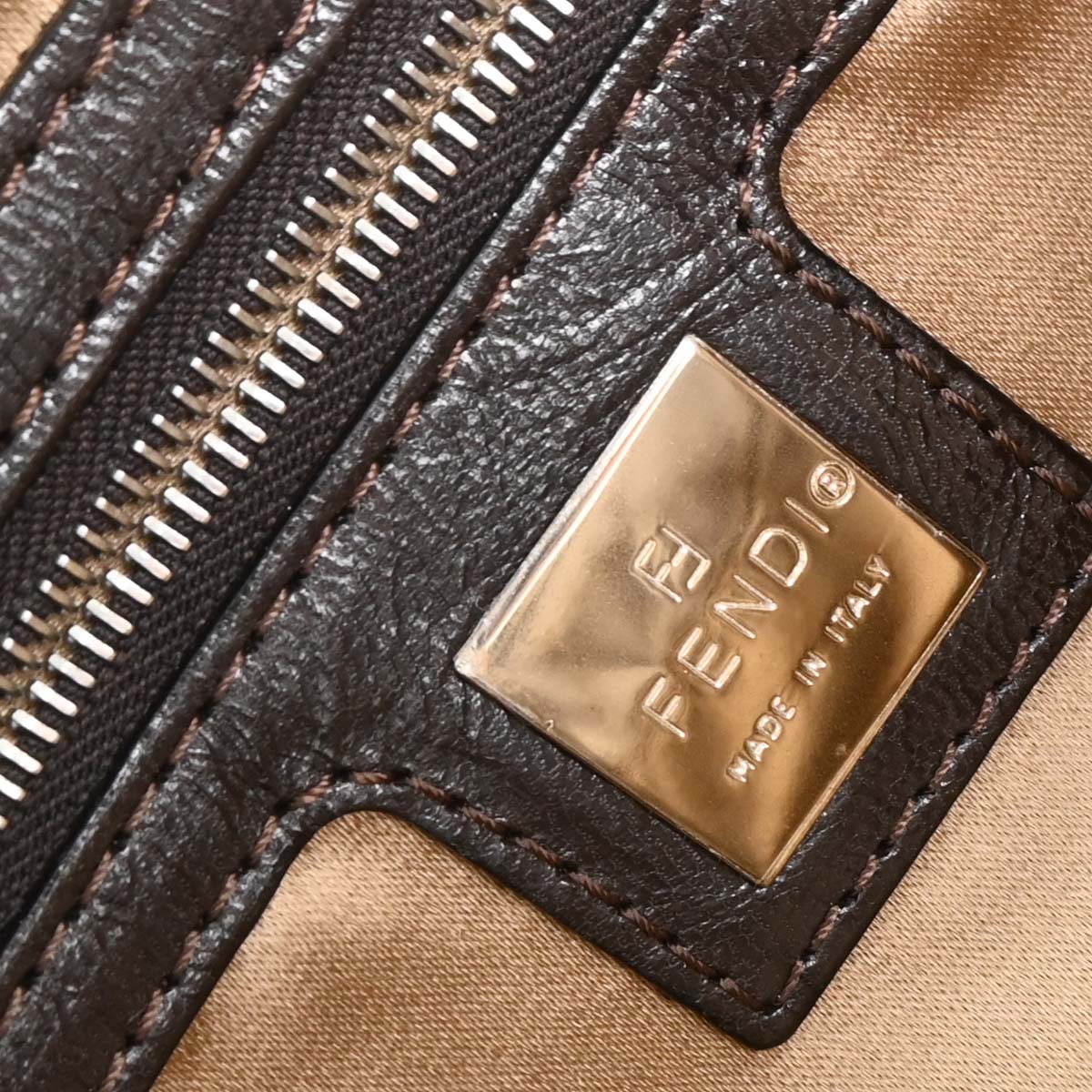 Fendi Gray Satin Baguette Handbag