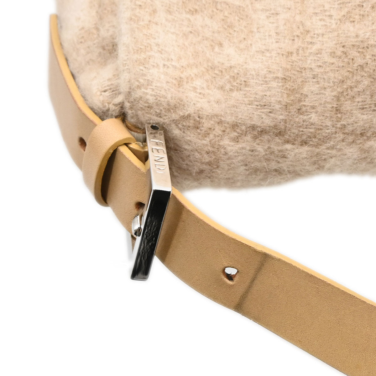 Fendi Off White Wool Zucca Mamma Baguette Handbag