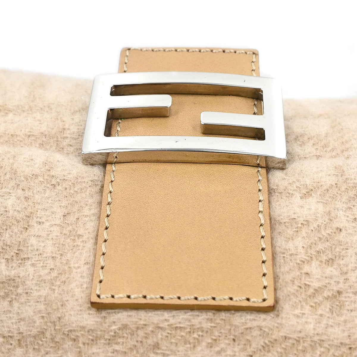 Fendi Off White Wool Zucca Mamma Baguette Handbag