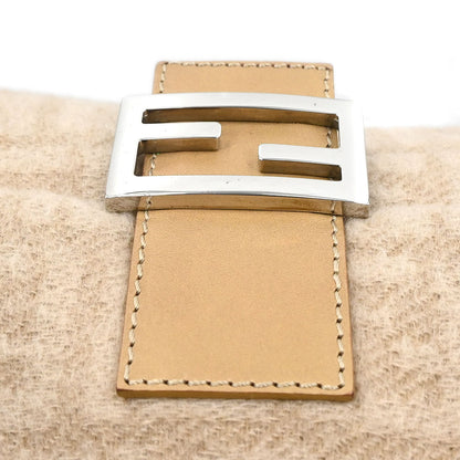 Fendi Off White Wool Zucca Mamma Baguette Handbag