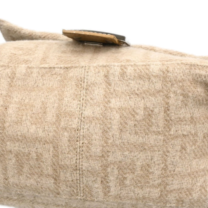 Fendi Off White Wool Zucca Mamma Baguette Handbag