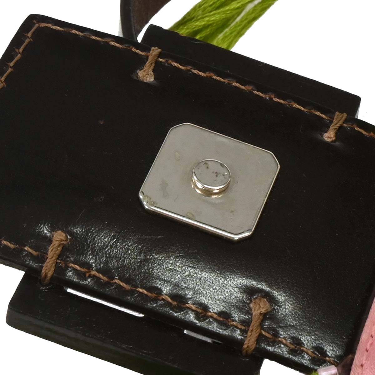 Fendi Brown Cotton Beaded Embroidered Baguette Handbag