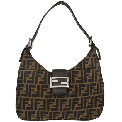 Fendi Brown Black Zucca Hobo Bag