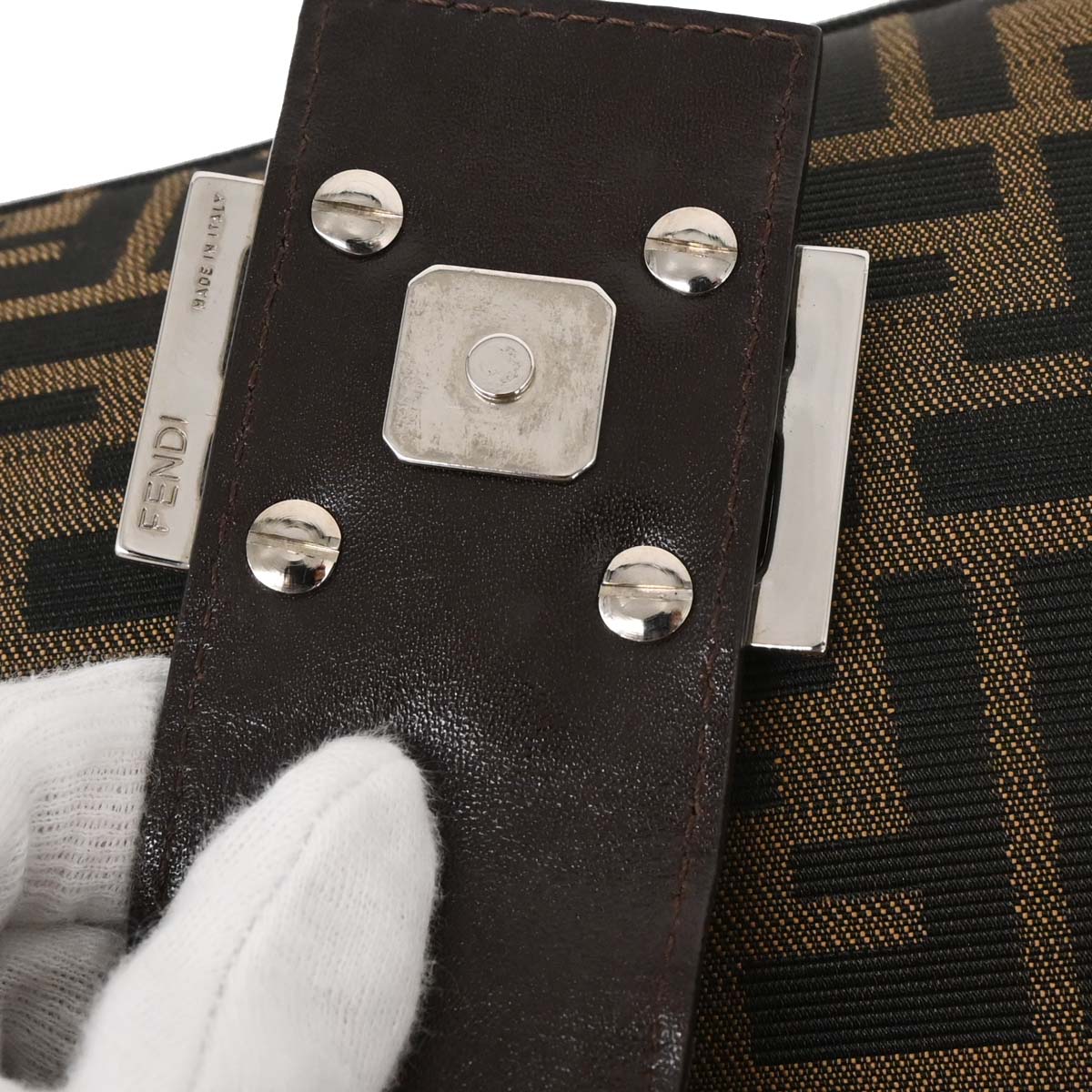 Fendi Brown Black Zucca Hobo Bag