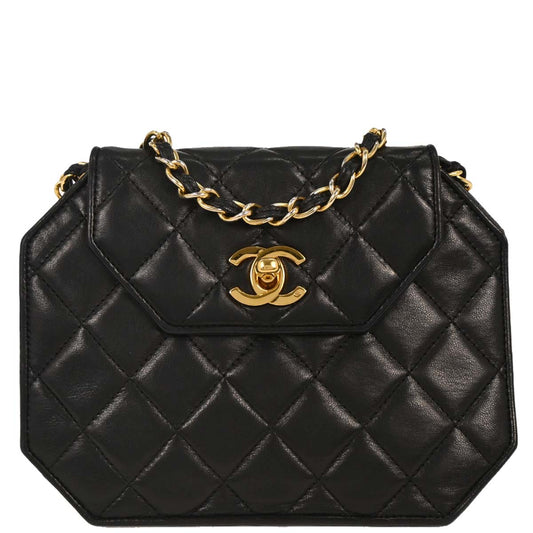 Chanel 1989-1991 Black Lambskin Shoulder Bag