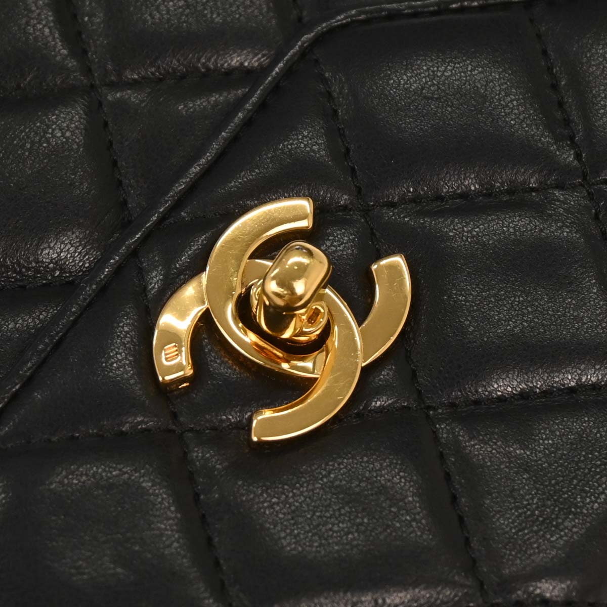 Chanel 1989-1991 Black Lambskin Shoulder Bag