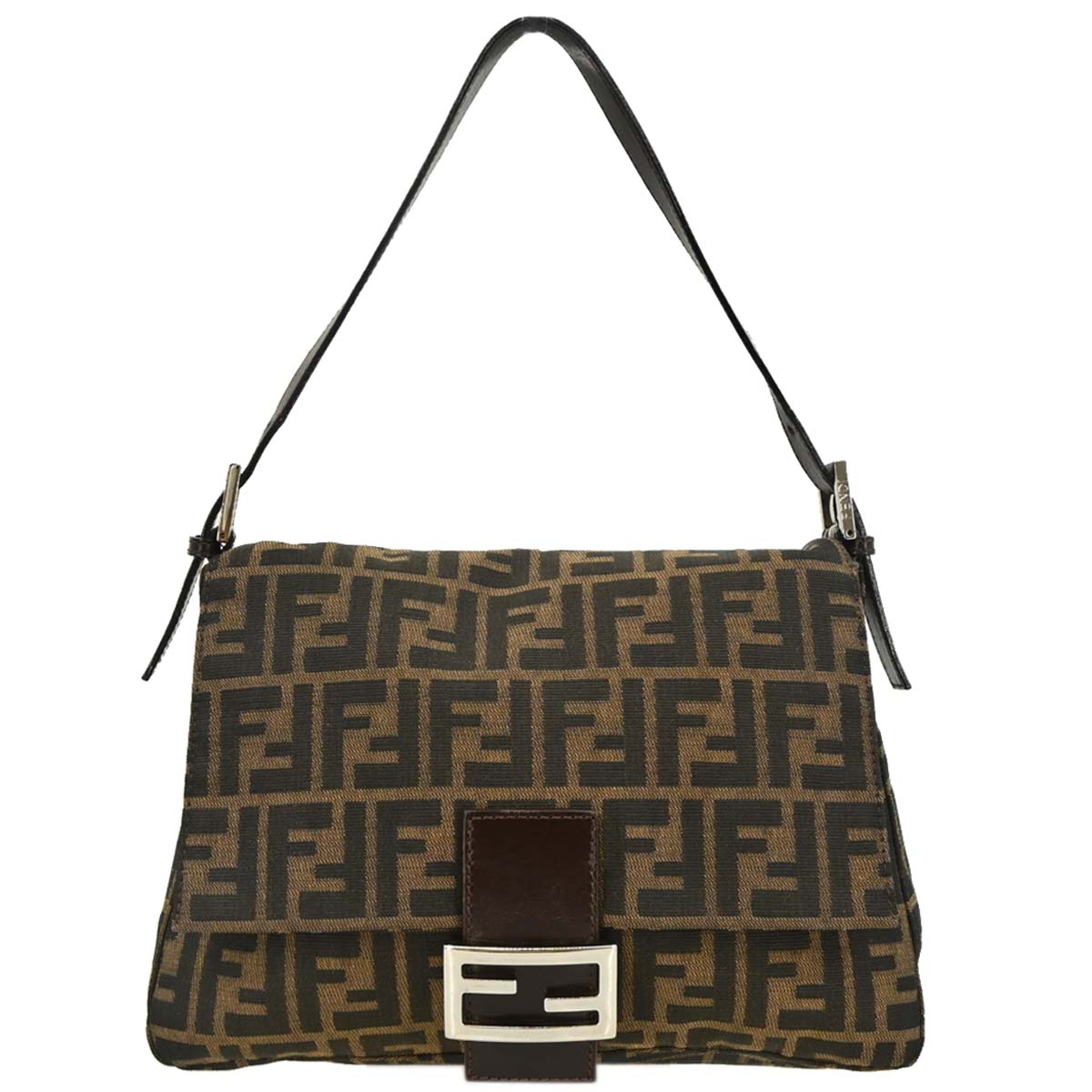 Fendi Brown Canvas Zucca Mamma Baguette Handbag