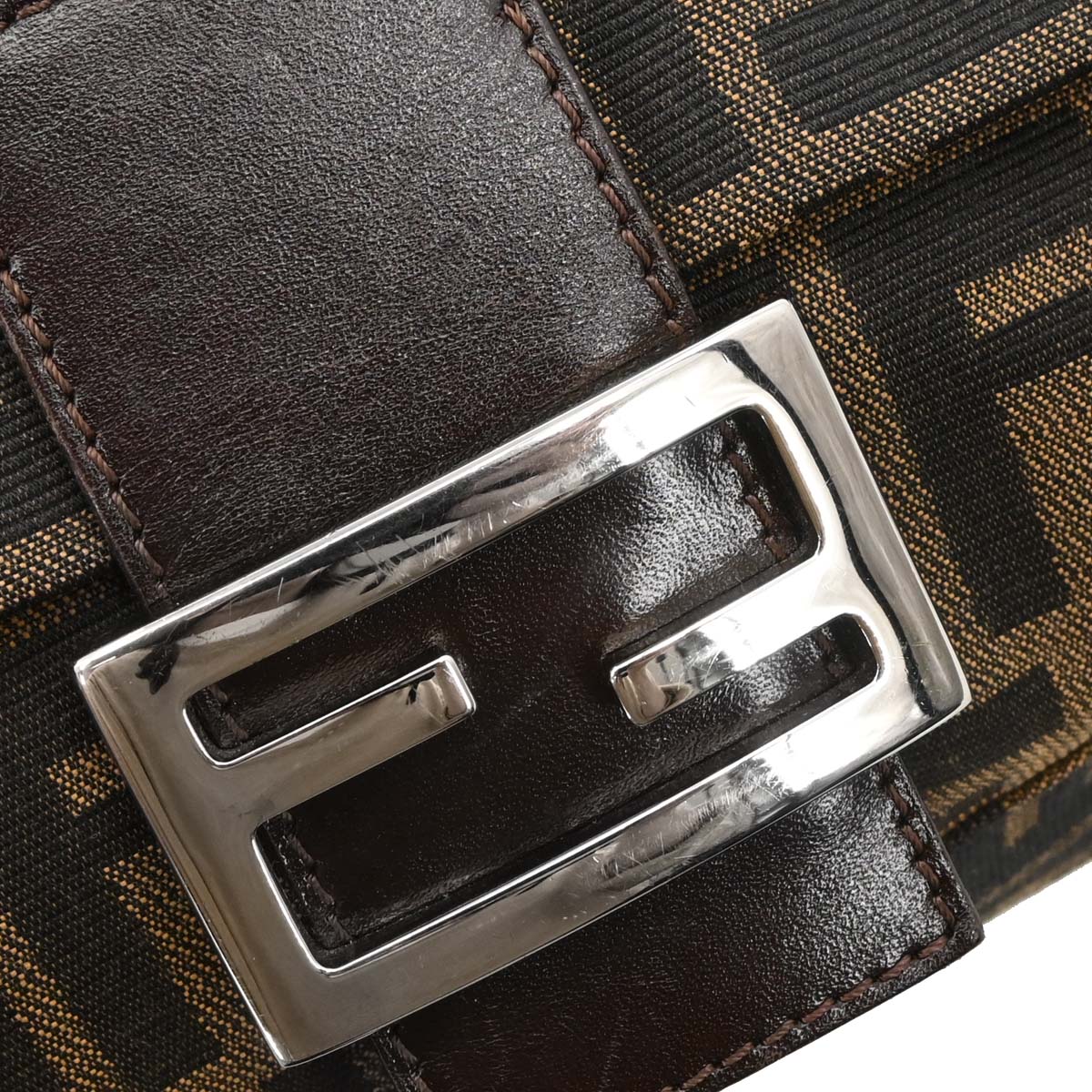 Fendi Brown Canvas Zucca Mamma Baguette Handbag