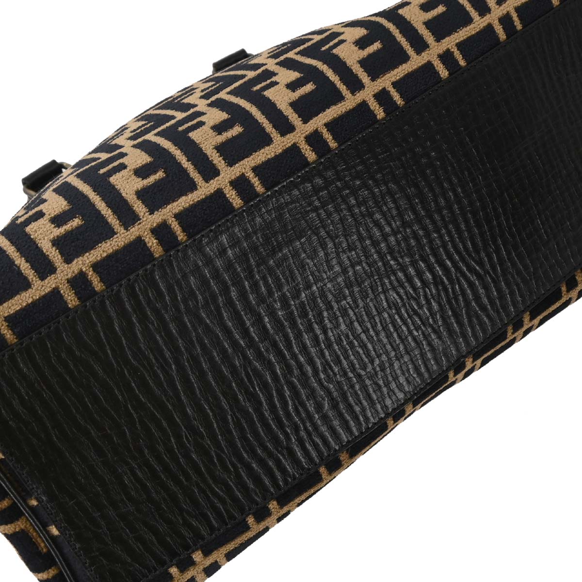 Fendi 2006 Black Beige Cotton Jacquard Du Jour Tote Bag