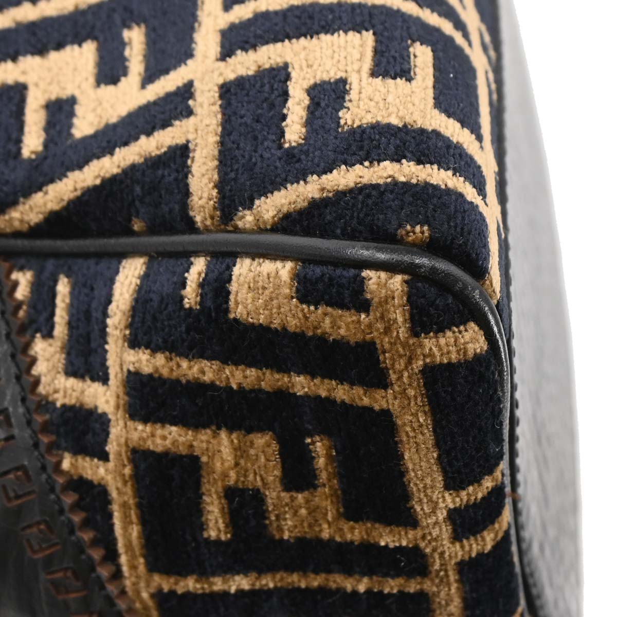 Fendi 2006 Black Beige Cotton Jacquard Du Jour Tote Bag