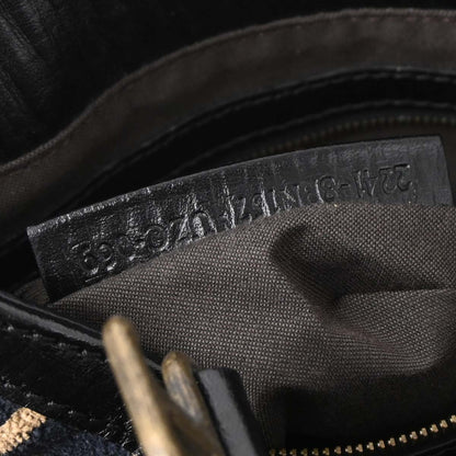 Fendi 2006 Black Beige Cotton Jacquard Du Jour Tote Bag