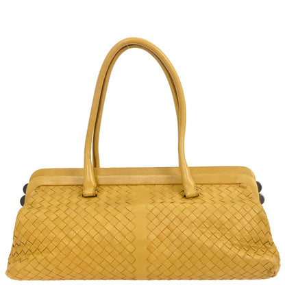 Bottega Veneta Yellow Lambskin Intrecciato Handbag