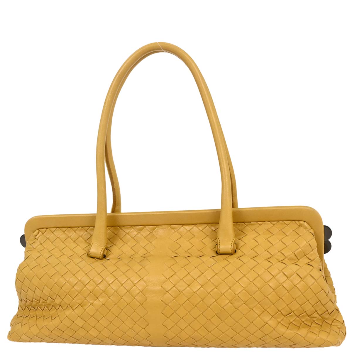 Bottega Veneta Yellow Lambskin Intrecciato Handbag