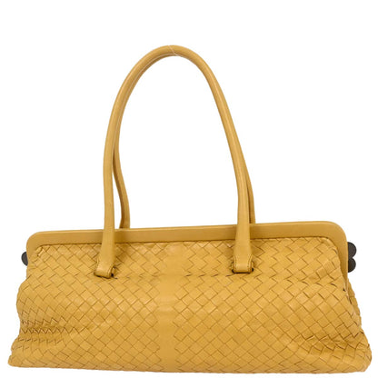 Bottega Veneta Yellow Lambskin Intrecciato Handbag