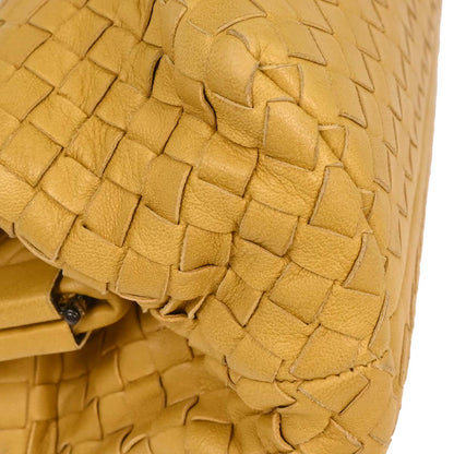 Bottega Veneta Yellow Lambskin Intrecciato Handbag