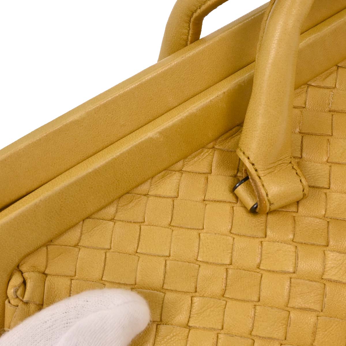 Bottega Veneta Yellow Lambskin Intrecciato Handbag