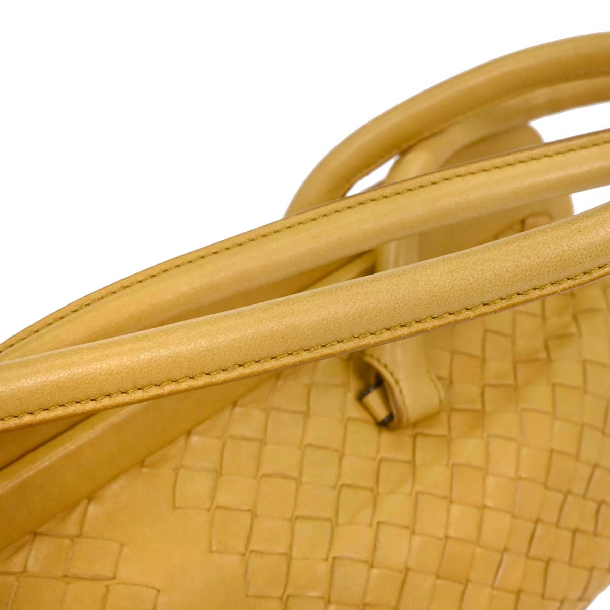 Bottega Veneta Yellow Lambskin Intrecciato Handbag