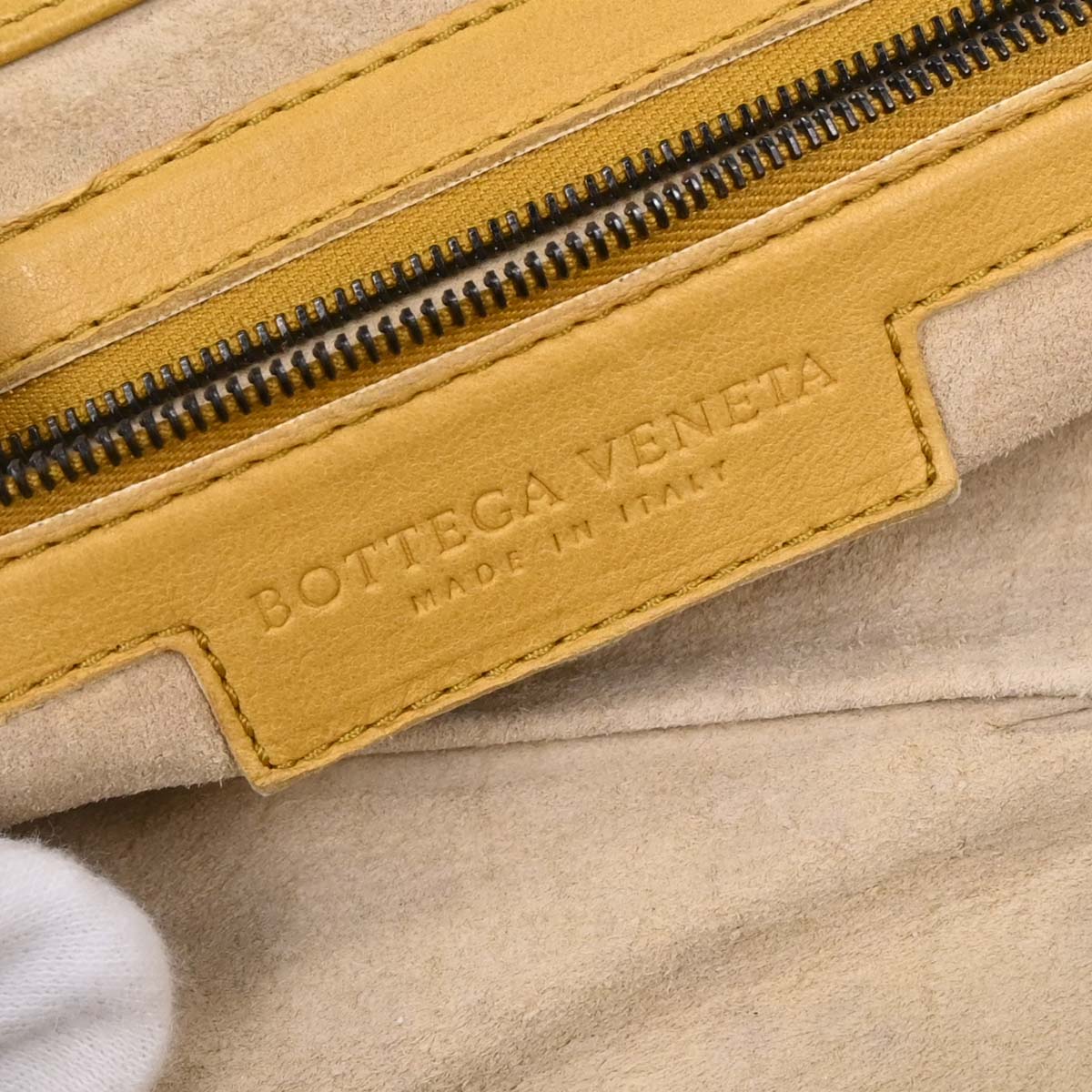 Bottega Veneta Yellow Lambskin Intrecciato Handbag