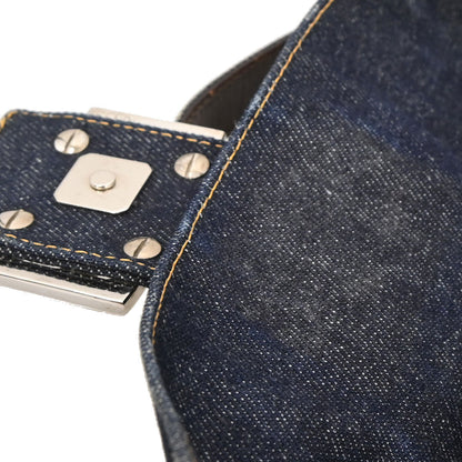 Fendi Navy Denim Beaded Baguette Handbag