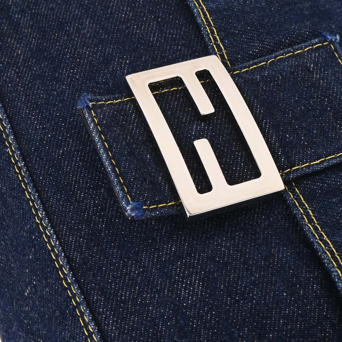 Fendi 2009 Blue Denim Mamma Baguette Handbag