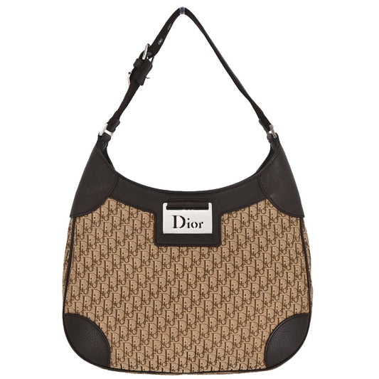 Christian Dior Brown Beige Street Chic Trotter Hobo Bag