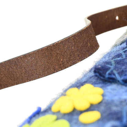 Fendi Blue Felt Patchwork Baguette Handbag