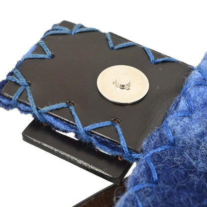 Fendi Blue Felt Patchwork Baguette Handbag