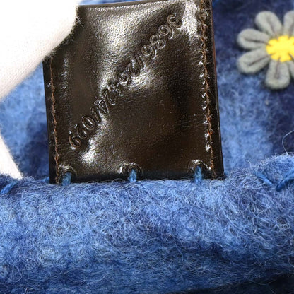 Fendi Blue Felt Patchwork Baguette Handbag