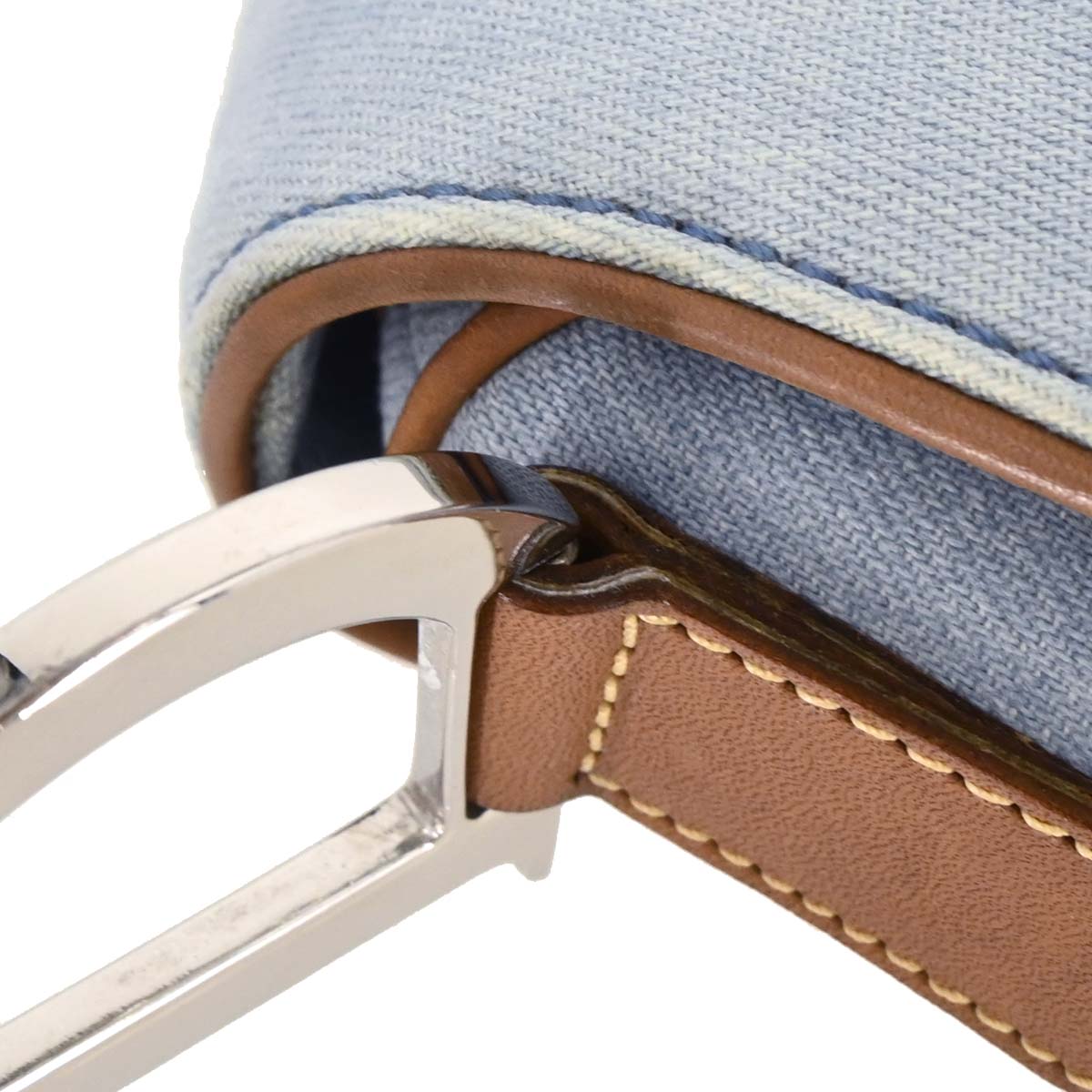 Christian Dior Light Blue Cotton Saddle Handbag