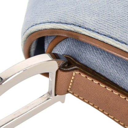 Christian Dior Light Blue Cotton Saddle Handbag