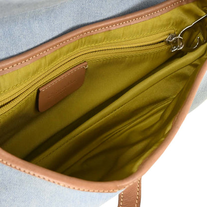 Christian Dior Light Blue Cotton Saddle Handbag