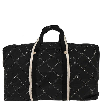 Chanel 1997-1999 Black Nylon Travel Line Duffle Handbag