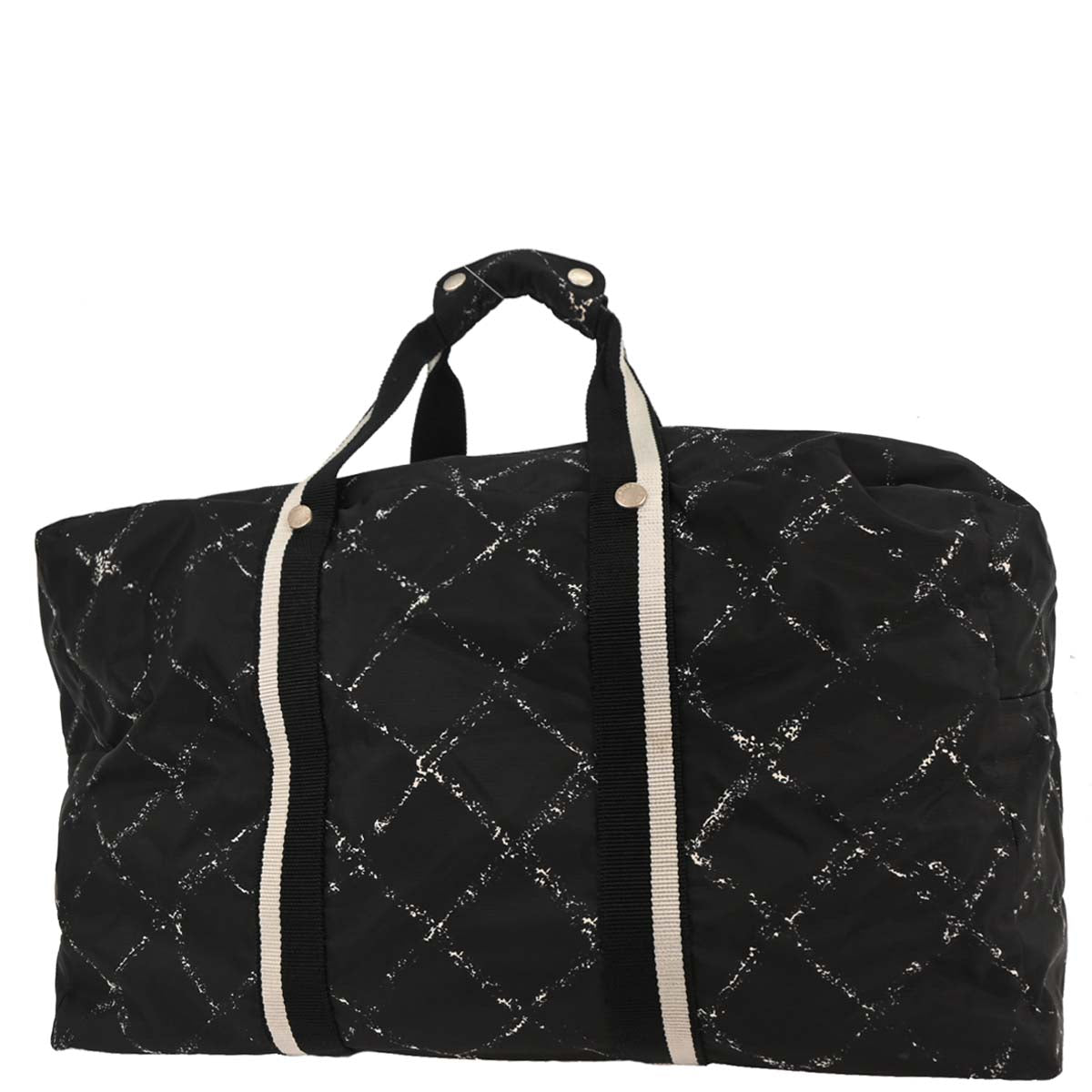 Chanel 1997-1999 Black Nylon Travel Line Duffle Handbag