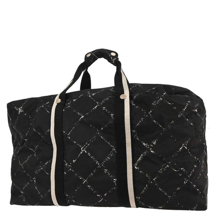 Chanel 1997-1999 Black Nylon Travel Line Duffle Handbag