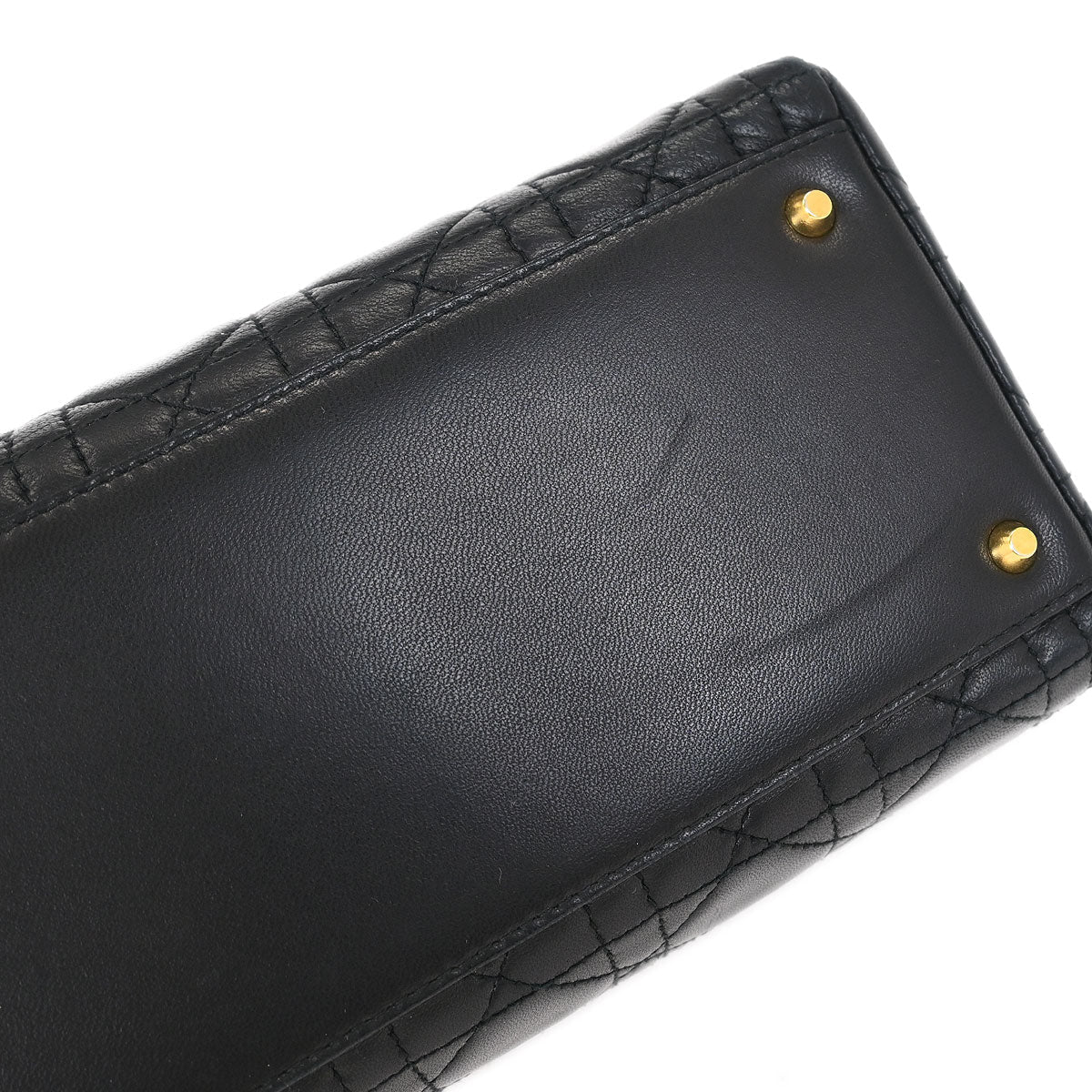 Christian Dior Black Lambskin Medium Lady Dior Cannage 2way Shoulder Handbag