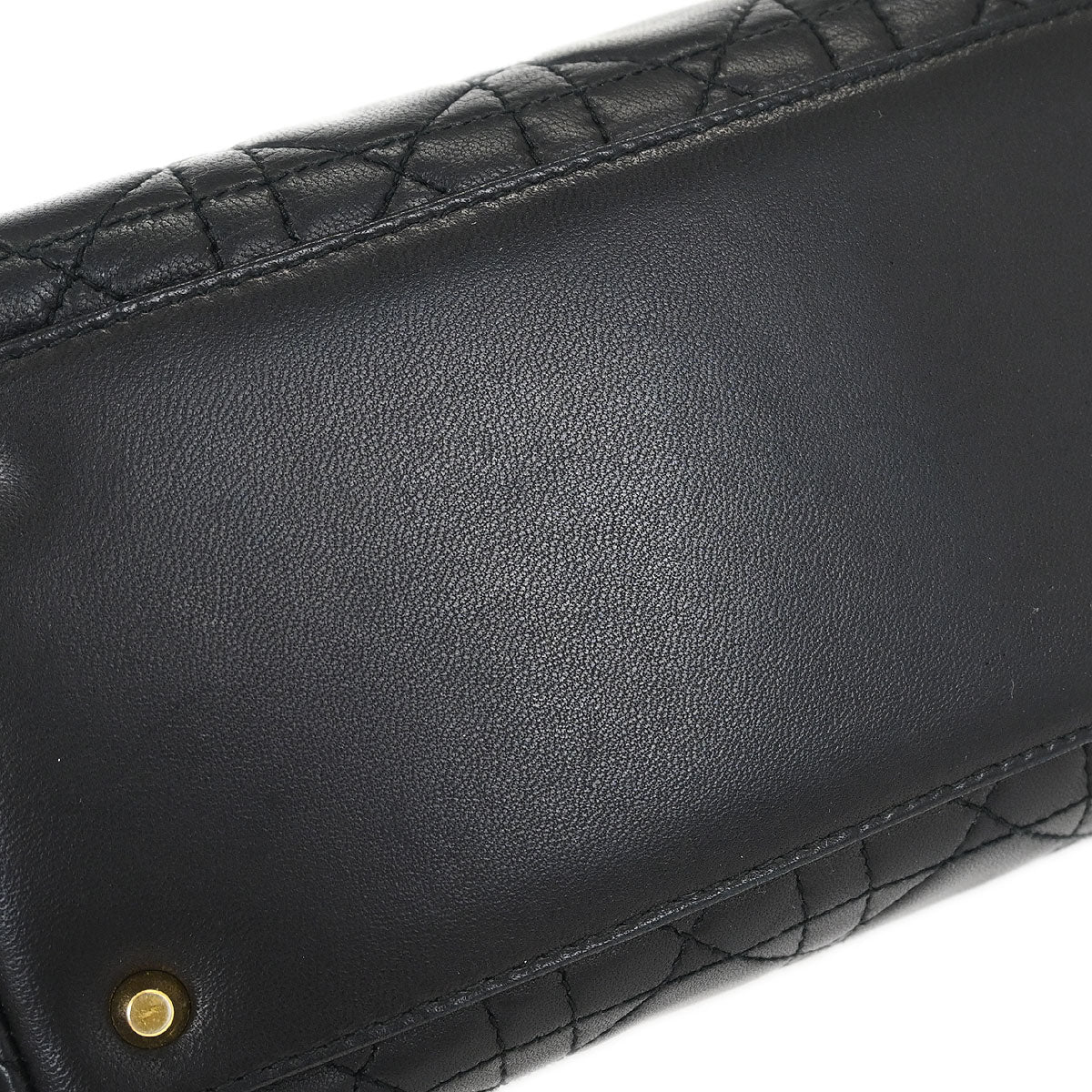 Christian Dior Black Lambskin Medium Lady Dior Cannage 2way Shoulder Handbag