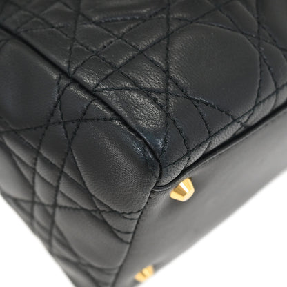 Christian Dior Black Lambskin Medium Lady Dior Cannage 2way Shoulder Handbag