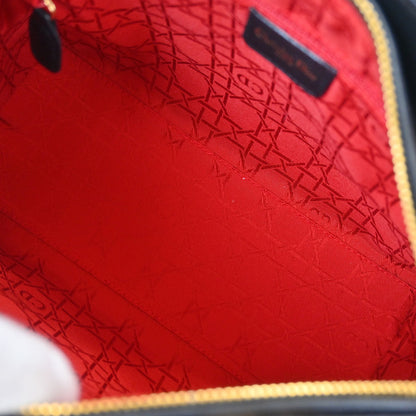 Christian Dior Black Lambskin Medium Lady Dior Cannage 2way Shoulder Handbag