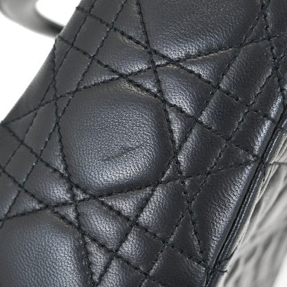 Christian Dior Black Lambskin Medium Lady Dior Cannage 2way Shoulder Handbag