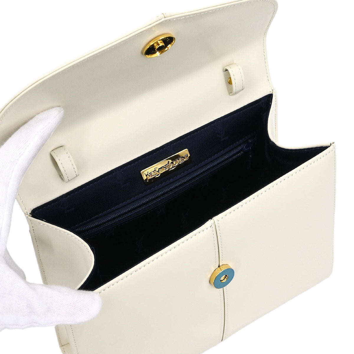 Yves Saint Laurent White 2way Shoulder Handbag