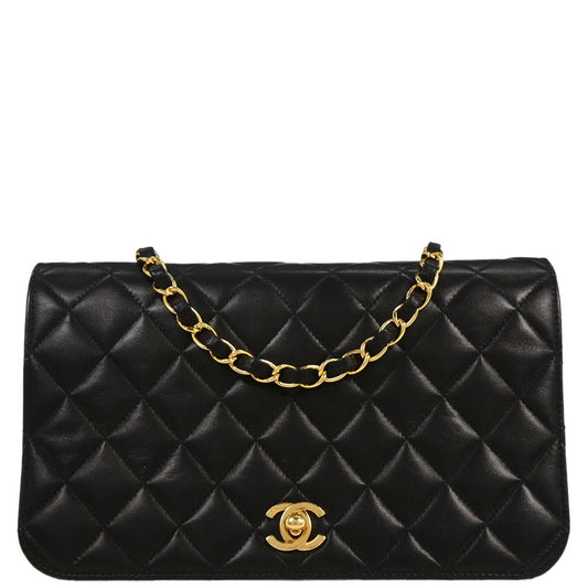 Chanel 2004-2005 Black Lambskin Turnlock Small Full Flap Shoulder Bag