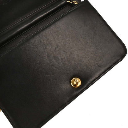 Chanel 2004-2005 Black Lambskin Turnlock Small Full Flap Shoulder Bag