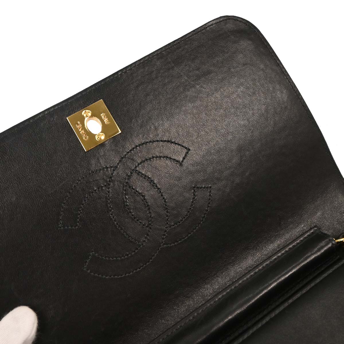 Chanel 2004-2005 Black Lambskin Turnlock Small Full Flap Shoulder Bag