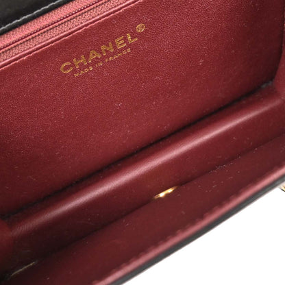 Chanel 2004-2005 Black Lambskin Turnlock Small Full Flap Shoulder Bag