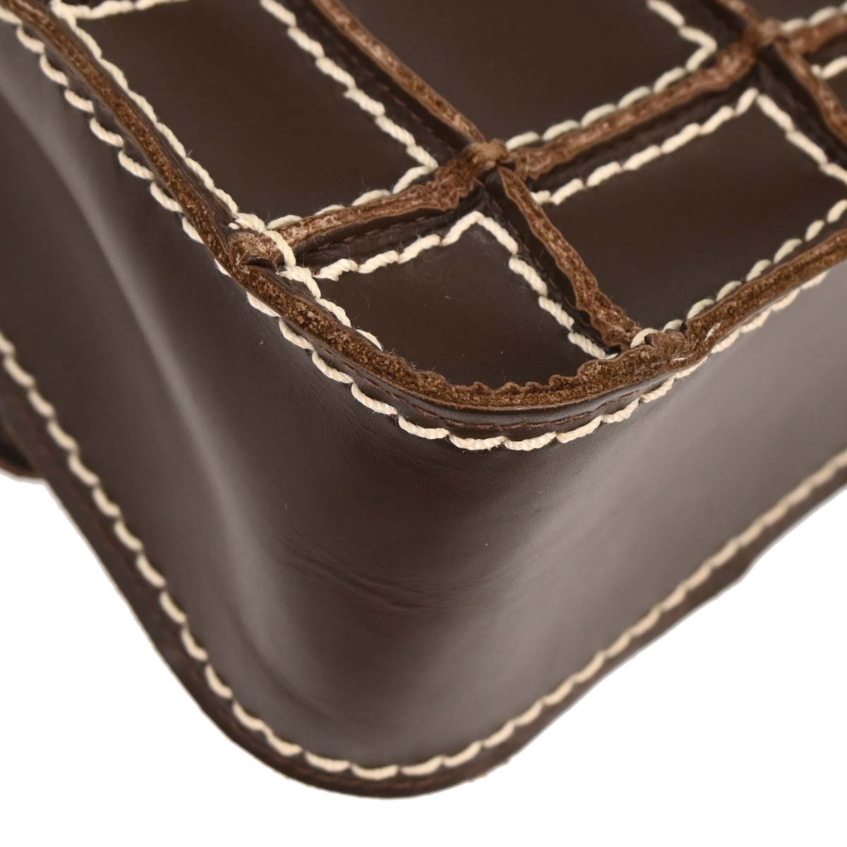 Chanel 2001-2003 Brown Calfskin Wild Stitch Choco Bar Waffle Shoulder Bag