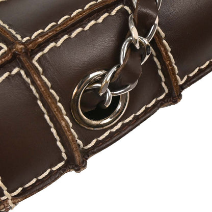 Chanel 2001-2003 Brown Calfskin Wild Stitch Choco Bar Waffle Shoulder Bag