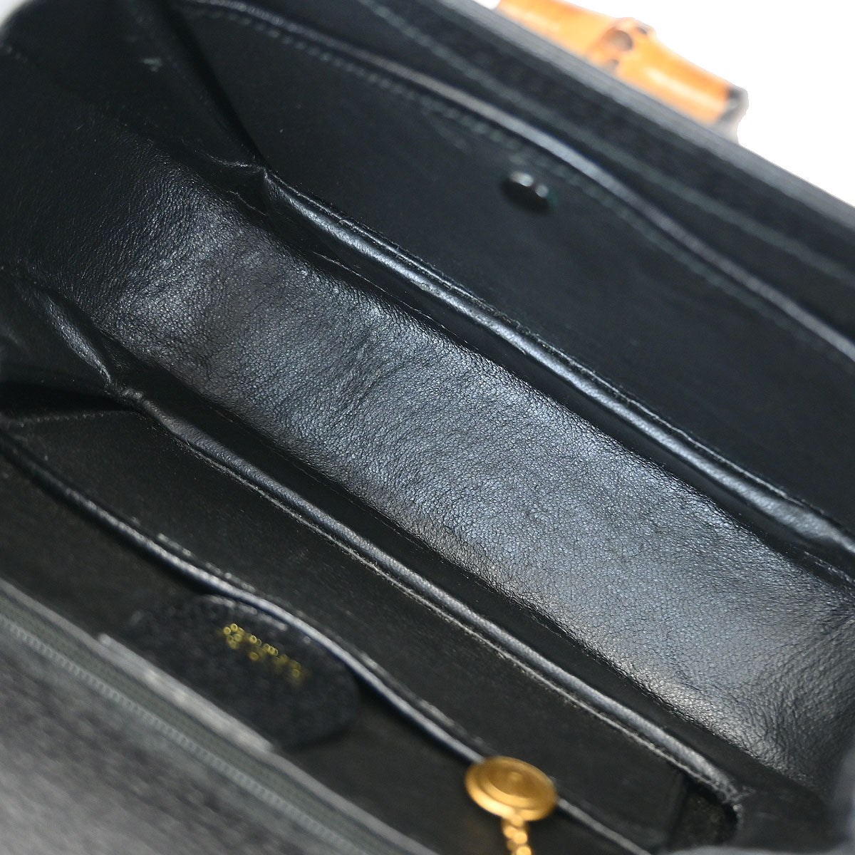 Gucci Black Pigskin Bamboo 2way Shoulder Handbag