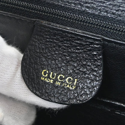 Gucci Black Pigskin Bamboo 2way Shoulder Handbag