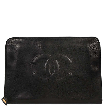 Chanel 1994-1996 Black Caviar Clutch Bag