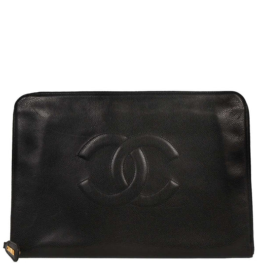 Chanel 1994-1996 Black Caviar Clutch Bag